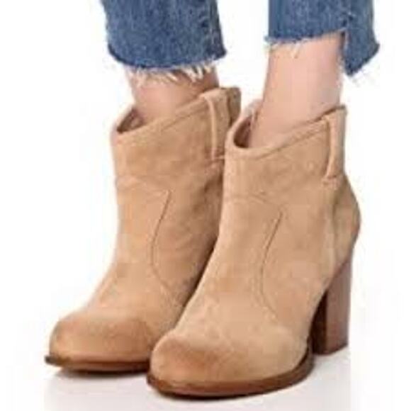 Splendid Lakota Suede Ankle Bootie 9 Women Western Cowgirl Block Heel Taupe - Picture 1 of 10